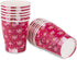 Royal Bluebonnet Paper Tea Cups and Saucer Sets - 24 Disposable Tea Party Decorations for Valentine's Day, Pink Floral