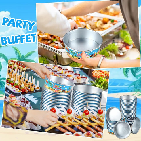gisgfim 24 Set Pool Party Supplies, 18.6oz Disposable Bowls for Ice Cream, Hawaiian Paper Serving Bowls