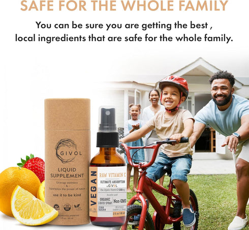 Vitamin C Extra Strength Spray, Daily Absorption Liquid Extract with Lemon, Orange, Strawberry, 2oz (60ml)