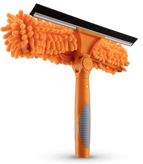 1.5-3 ft Window Squeegee with Long Handle // Car Window Cleaner Tool & Window Squeegee with Scrubber with Telescopic Extension pole // Best Indoor Outdoor Window Washing Equipment by EXTEND-A-REACH