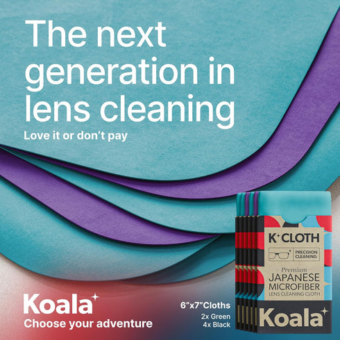 Koala Lens Cleaning Cloth, Japanese Microfiber Eyeglass Cleaner for Glasses, Camera Lens, VR/AR Headset, Blue & Purple