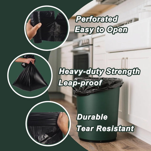PeakPick 13 100 Count (23 29) Home Compostable Trash Bags Gallon, Tall Kitchen Garbage Bags x Black, Extra Strong Food