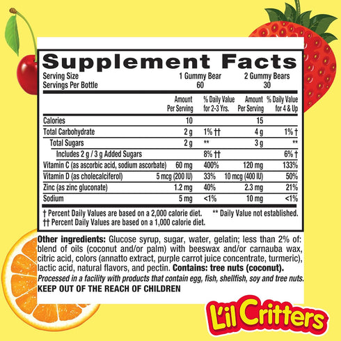 Gummies Immune 60 L'il Critters C Plus Zinc and Vitamin D Ea