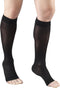 Truform Sheer Compression Stockings, 15-20 mmHg, Women's Knee High Length, Open Toe, Black, Large