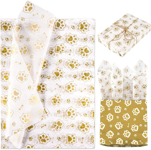 30pcs Cat Paw Print Tissue Paper, 13.8x19.7in Cute Gift Wrap Paper for Wedding Birthday Party Supplies