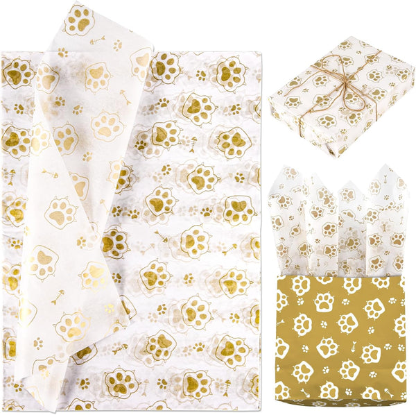 30pcs Cat Paw Print Tissue Paper, 13.8x19.7in Cute Gift Wrap Paper for Wedding Birthday Party Supplies