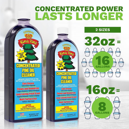 King Pine 16 Oz Concentrated Pine Oil Multi-Surface Cleaner Industrial Strength, Original Black, Fl
