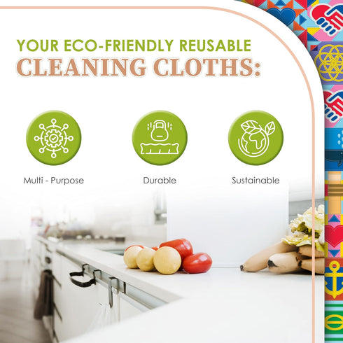 Reusable Cleaning Cloth, 2 Pack, Super Absorbent, Washable Kitchen Towels, 14x10”