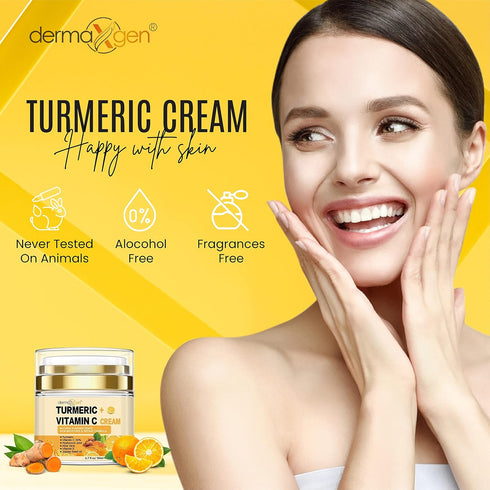 Turmeric Face Cream with 30% Vitamin C, Glow Boosting Moisturizer for All Skin Types, 1.7 FL OZ