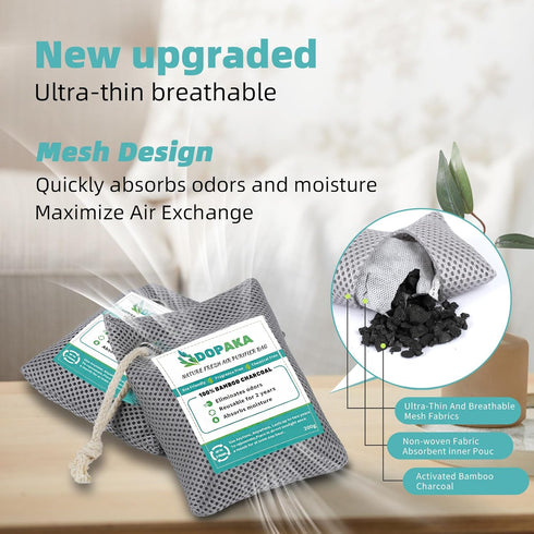 Nature Fresh Air Purifier Bags, Activated Charcoal, Moisture Absorber, Odor Eliminator for Home, Pet, Closet