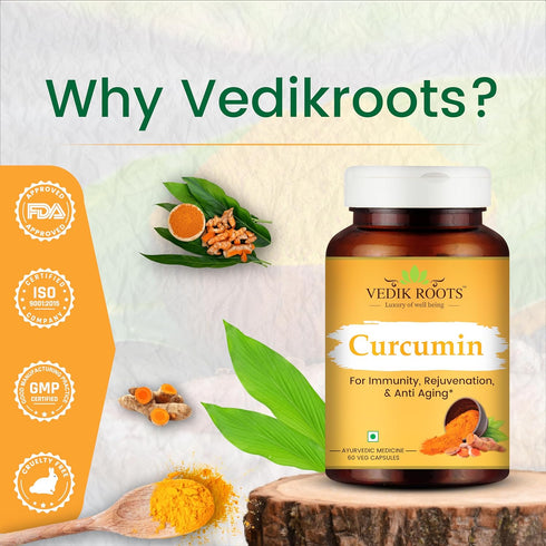 Curcumin Capsules - 60 Veg Capsules - Antioxidant Properties for Joint Comfort, Anti-Aging, Inflammation Relief