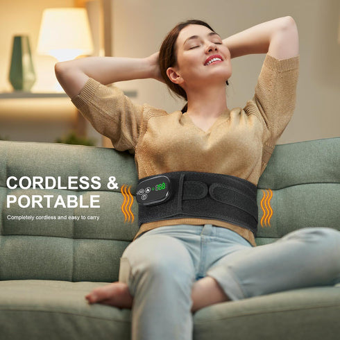 YUANBO 6 Lower Back Heating Pad with Massager for Back Relaxation, Cordless Heated Back Brace Vibration Wrap with Heat