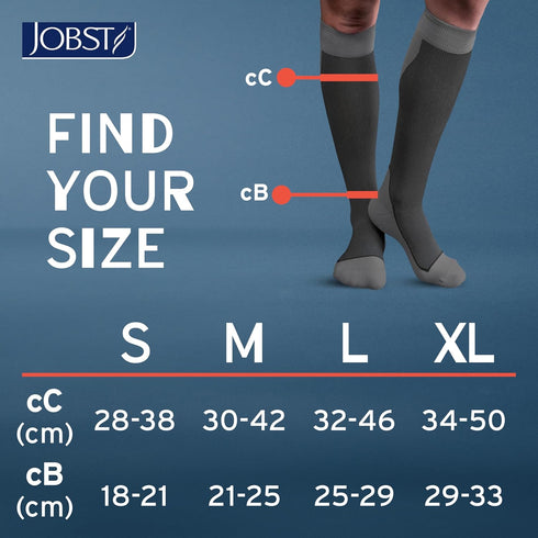 JOBST Sport Knee High Compression Socks, 15-20 mmHg, Black/Grey, X-Large