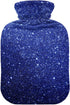 SyXIOP Dark Blue Glitter Starry Travel hot Water Bottle with Soft Cover, 2L
