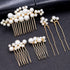 Wedding Pearl Hair Combs Set of 5 PCS - Elegant Hair Accessories for Bridal Women (Gold)