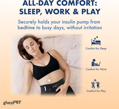Pack 48'' 54") Glucology Insulin Pump Waist Belt | Fanny for Running or Travel - Diabetes Supplies Pouch