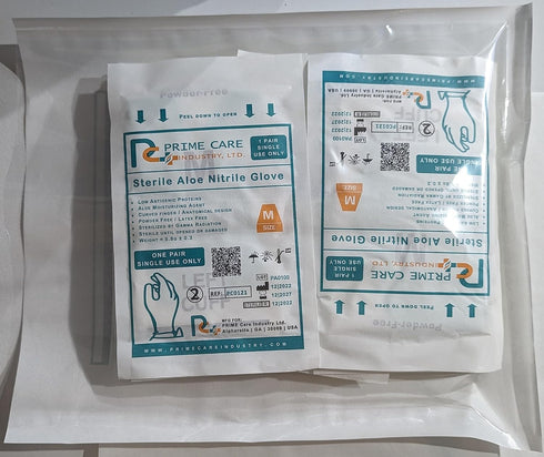 Prime Care 25 Sterile Aloe Nitrile (Box pairs)