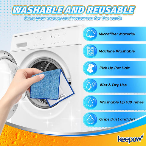 Reusable Mop Pads Compatible with Swiffer Wet Jet, 5 Pack Microfiber Replacement Pads for Hardwood Floor