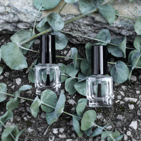 6PCS Empty Nail Polish Bottles with Funnel, Glass Rectangle with Brush & Mixing Balls, Black (5ML)