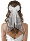 SWEETV Bridal Hair Bow Veil - White Bow Clip, Pearl Accessories for Bachelorette Party, Bridal Shower Gift