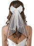 SWEETV Bridal Hair Bow Veil - White Bow Clip, Pearl Accessories for Bachelorette Party, Bridal Shower Gift