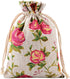 Pangda 30 Pieces Small Size Rose Drawstring Bags, Burlap Flower Pouch Bag, Linen Gift Pocket Jewelry Pouch for Wedding