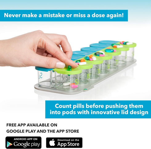 Sagely Smart XL Weekly Pill Organizer AM/PM - Medicine Storage Organizer with Reminder Alarm App (Large Enough to Fit