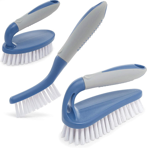 Scrub Brush Set of 3pcs - Cleaning Shower Scrubber with Ergonomic Handle