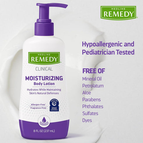 Medline Remedy Clinical Skin Cream Moisturizer, Fragrance-Free, 8 fl oz, Nourishing for Dry Skin