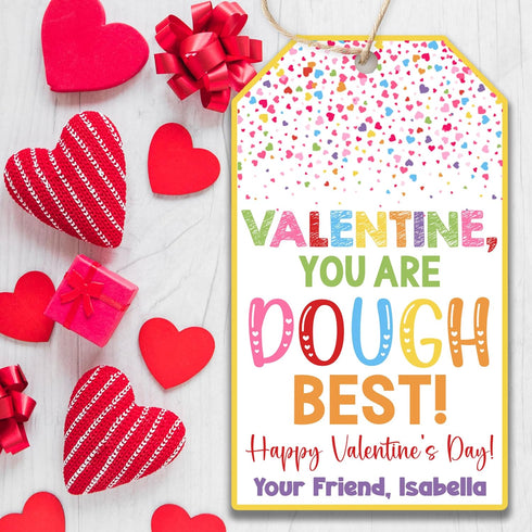 Set 20 GT511 of Personalized You are Dough Best Kid's Valentines Tags | Dough Valentine's Day Treat Tags | Customizable