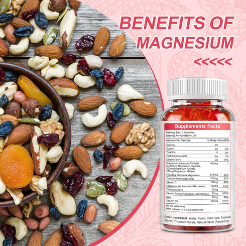 Sugar-Free Magnesium Glycinate Gummies - 500mg Potassium Magnesium Complex Supplement for Memory and Mood