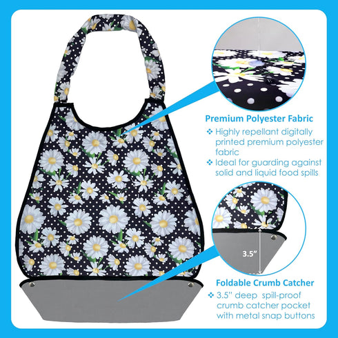 WISE BIBS 17x30 Premium Adult Bibs for Seniors & Elderly - Large, Heavy Duty, Waterproof PVC Layer, Washable, Crumb