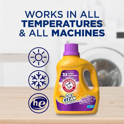 HAMMER Burst,77 Detergent,100.5 oz,(Pack 2) ARM & Plus OxiClean Odor Blasters Fresh Loads Liquid Laundry Fl