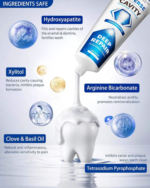 Leovita 3.52 OZ Cavity Reversing Toothpaste for Adult, Hydroxyapatite as Remineralizing Filler, SLS and Fluoride Free