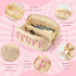 Y1tvei Large Capacity Travel Makeup Bag, Nylon Stony Clover Makeup Bag, Preppy Patch Pink Stuff Chenille Letter Pouch