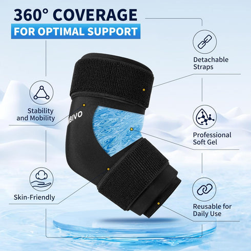 CAMBIVO Reusable Gel Cold Pack for Knee, Elbow, Ankle, Calf - Compression Sleeve Ice Pack for Injuries, Flexible Cold