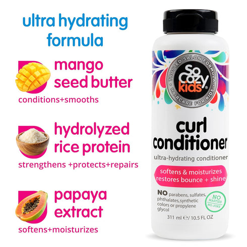 SoCozy Curl Conditioner for Kids Hair, Softens, Restores Bounce and Shine, Sweet-Crème, 10.5 Fl Oz