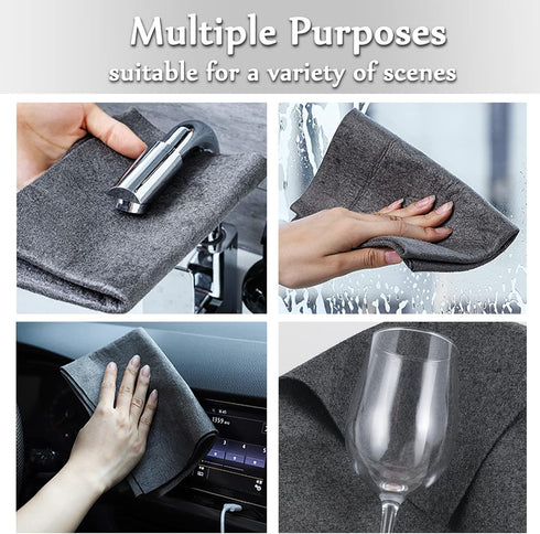 Thickened Magic Cleaning Cloth: 8 Pcs Lint Free Reusable Microfiber Rags for Windows, Mirrors, Glass & Car