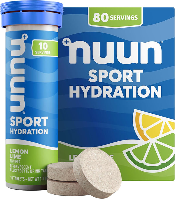 Nuun Sport Electrolyte Tablets for Hydration, Lemon Lime, 10 Servings, Pack of 8