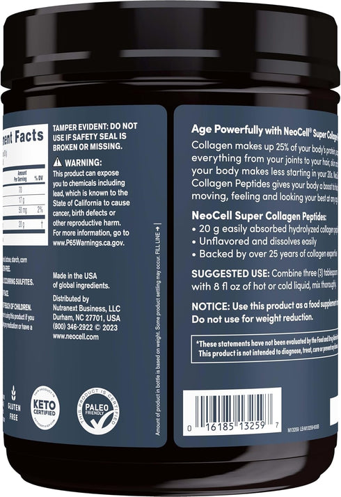 NeoCell Super Collagen Peptides, 21.2 oz. - 20g Collagen Peptides per Serving, Gluten Free & Keto Friendly