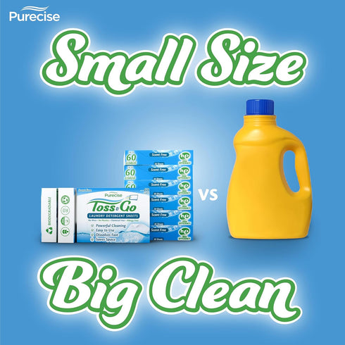 Toss & Go Laundry Detergent Sheets, Eco-Friendly, Powerful Cleaning, Fresh Meadow, Up to 30 Loads, Pack of 1