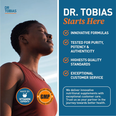 Dr. Tobias AKG Supplement 1000mg, Bioavailable Alpha Ketoglutaric Acid, 180 Capsules, Vegan, Gluten-Free