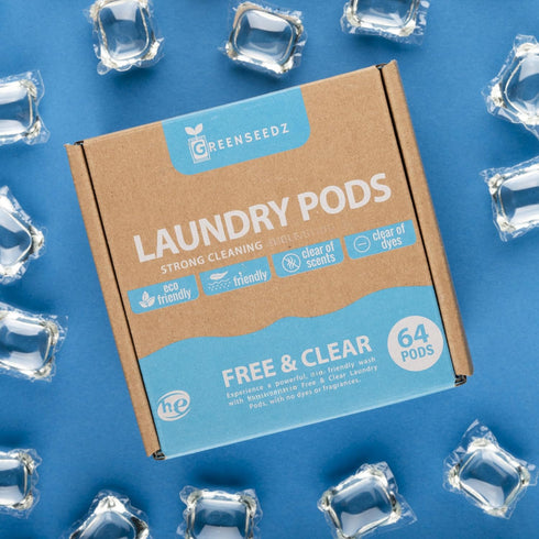 Free And Clear Eco Friendly Unscented Laundry Detergent Pods, 64 Pacs, Skin Friendly, HE Compatible
