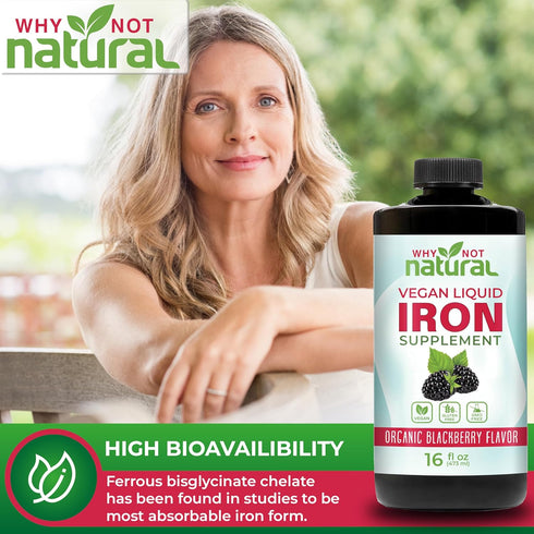 Liquid Iron Supplement for Women, Men & Kids - Vegan Formulation for Anemia Support