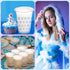 Havawish 100 16 oz Pcs Blue Winter Snowflake Plastic Cups Disposable Clear Cups Coquette Bow Snowflake Theme