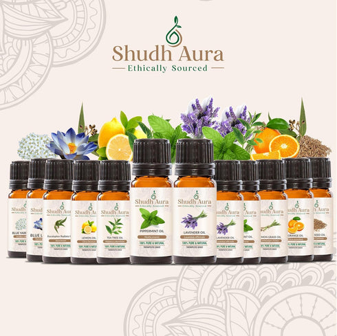 Shudh Aura Pack, Set 3 100% 5 ML Lotus Essential Oil Combo of Bottles, Pink Lotus, Blue Lotus, White Lotus, Pure