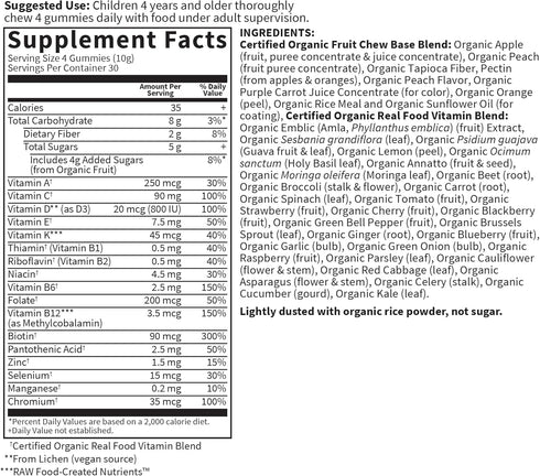 Gummy B12, D3 120 Gummies Garden of Life Organics Kids Vitamins - Fruit - Certified Organic, Non-GMO & Vegan Complete