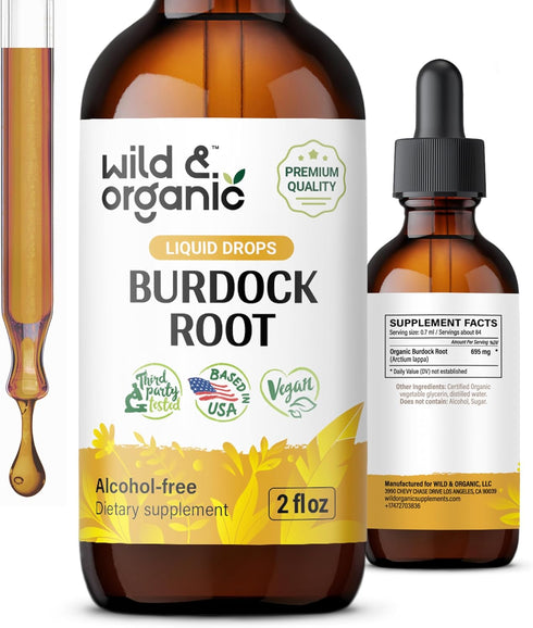 Burdock Root Tincture - Alcohol-Free Digestive Health Supplement w/Burdock Root Extract - 2oz Antioxidant