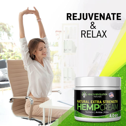 Hemp Cream Maximum Strength - Soothes Muscles, Joints, Feet, Nerve, Back, Knee, Hip with Arnica, MSM, Emu, Turmeric