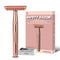 Rose Gold Safety Razor for Women and Men, Single Blade Metal Razors with 10 Double Edge Blades, Open Comb Razor